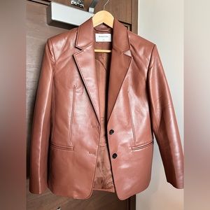 Vegan Leather Blazer in Cognac, size XS